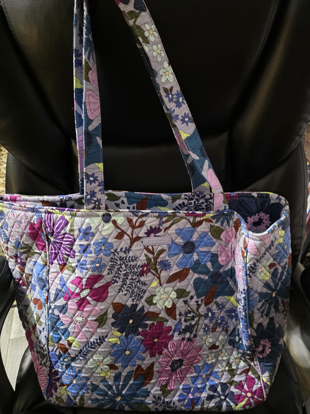 Vera Bradley Quilted Floral Tote in Blue, Pink & Purple